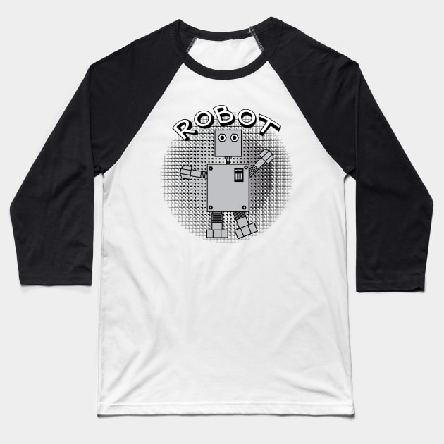 Robot Text Patterned Background Baseball T-Shirt by Barthol Graphics